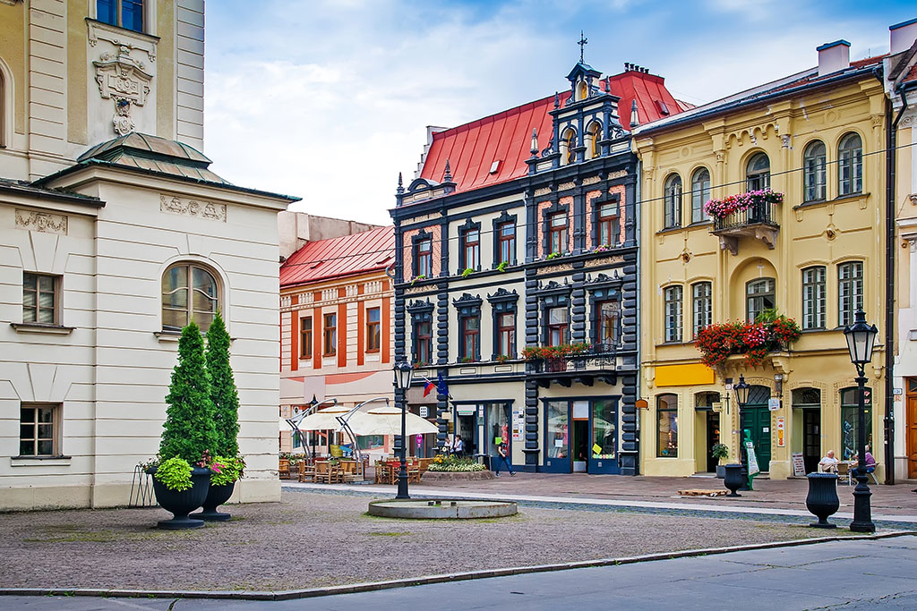 Main street in Kosice with old buildings, Slovakia