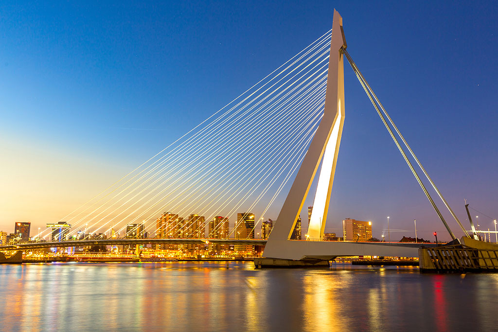 Erasmus bridge over the river Meuse in , the Netherlands